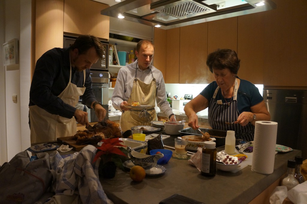 Preparing the turkey