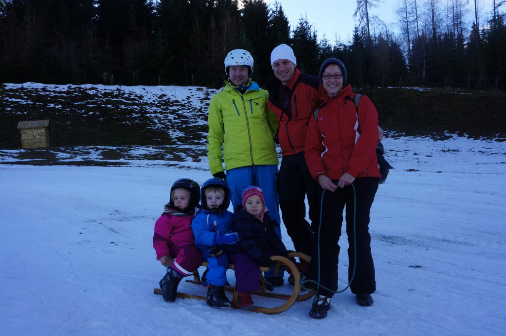 Sledging with Chiara and Alessia