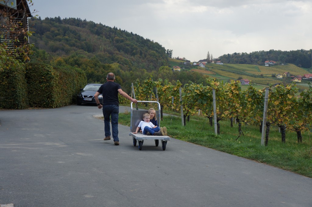 Opa pulling the cart