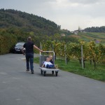 Opa pulling the cart